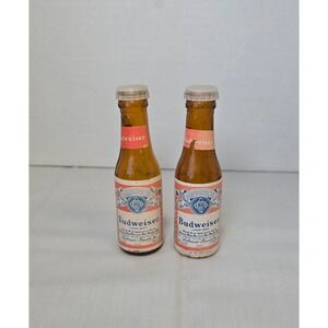 Vintage Budweiser Beer Bottle Salt and Pepper Shakers Set Novelty Collectible